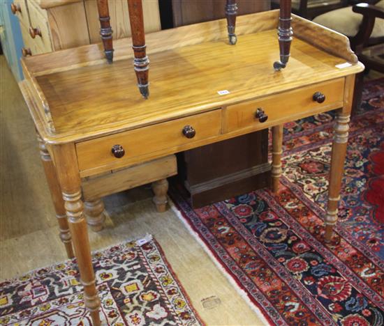 Satin walnut two drawer table